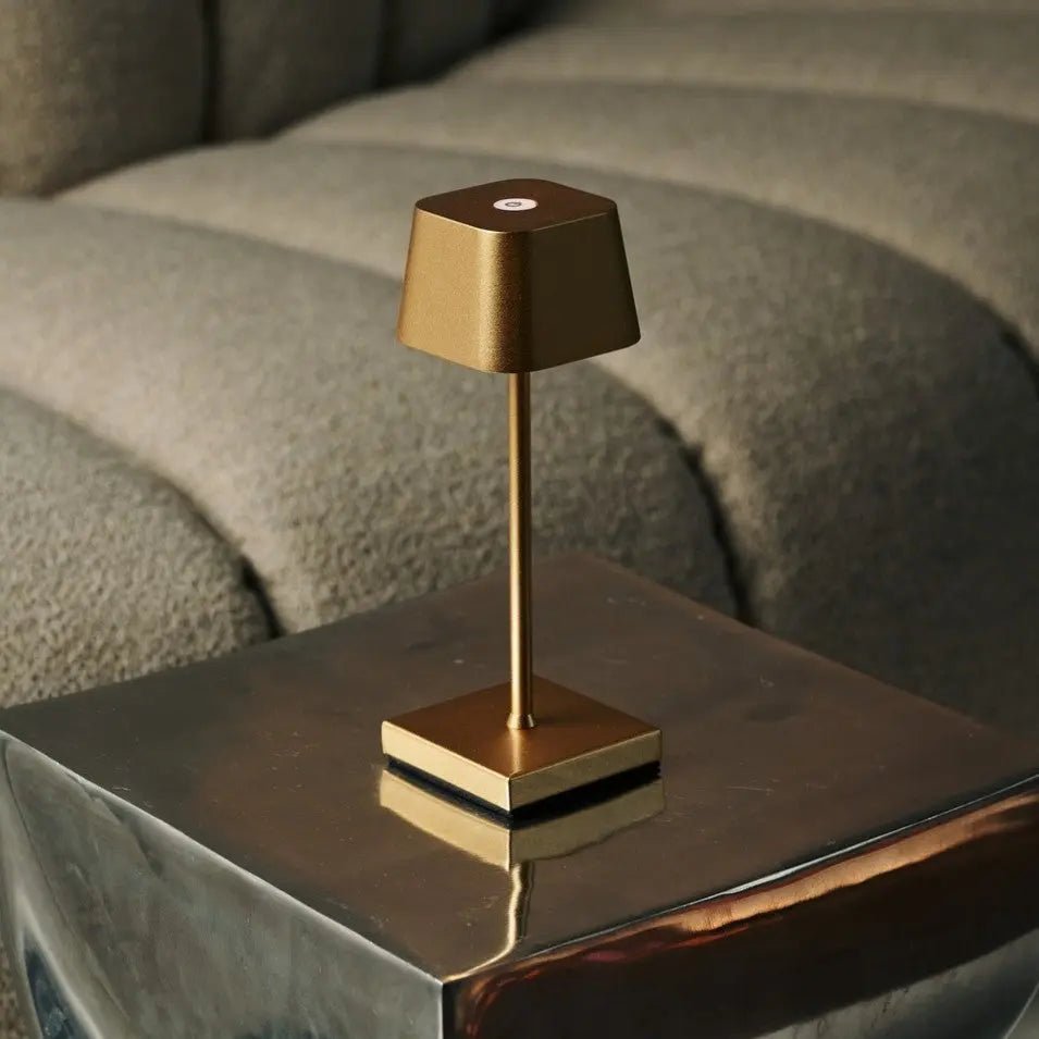 Sarphati gold cordless lamp side profile metal finish