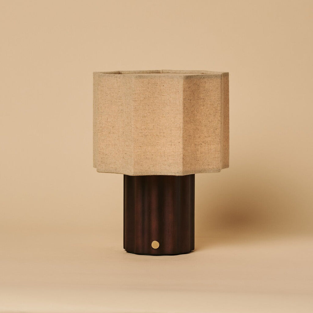 Eloïsa Dark Brown Wood & Linen Cordless Table Lamp