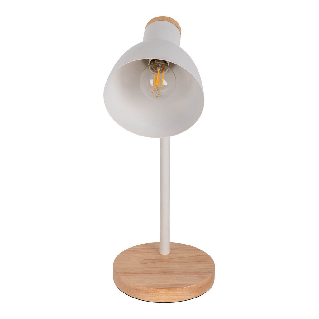 Marie White Metal & Wood Desk Lamp