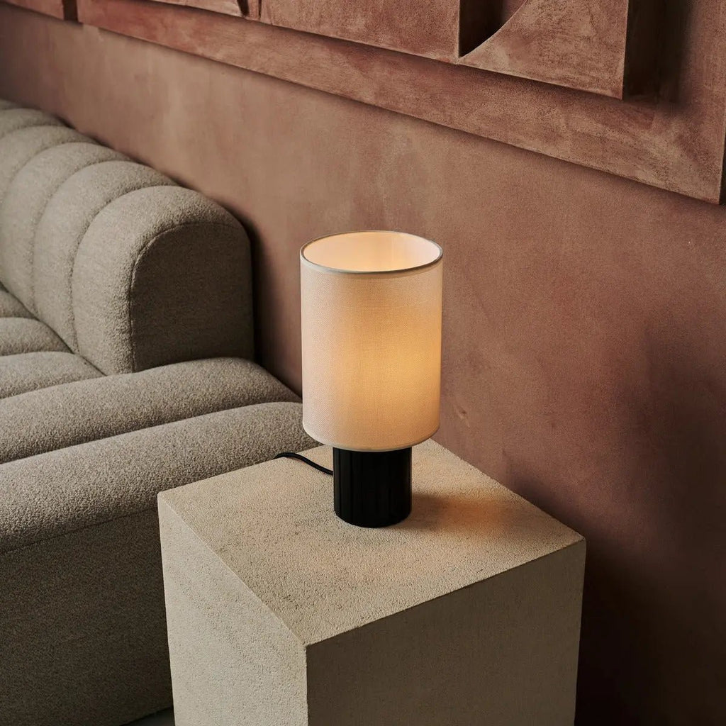 Kiko wood lamp warm ambient light in reading nook