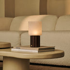 Frank Dark Brown Wood & Glass Cordless Table Lamp