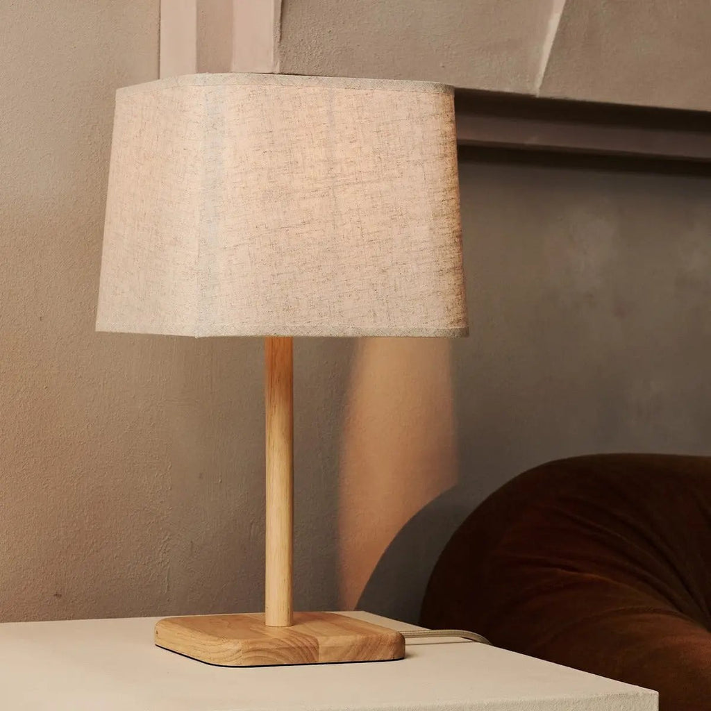 Marley handmade lamp close-up of beige fabric shade texture