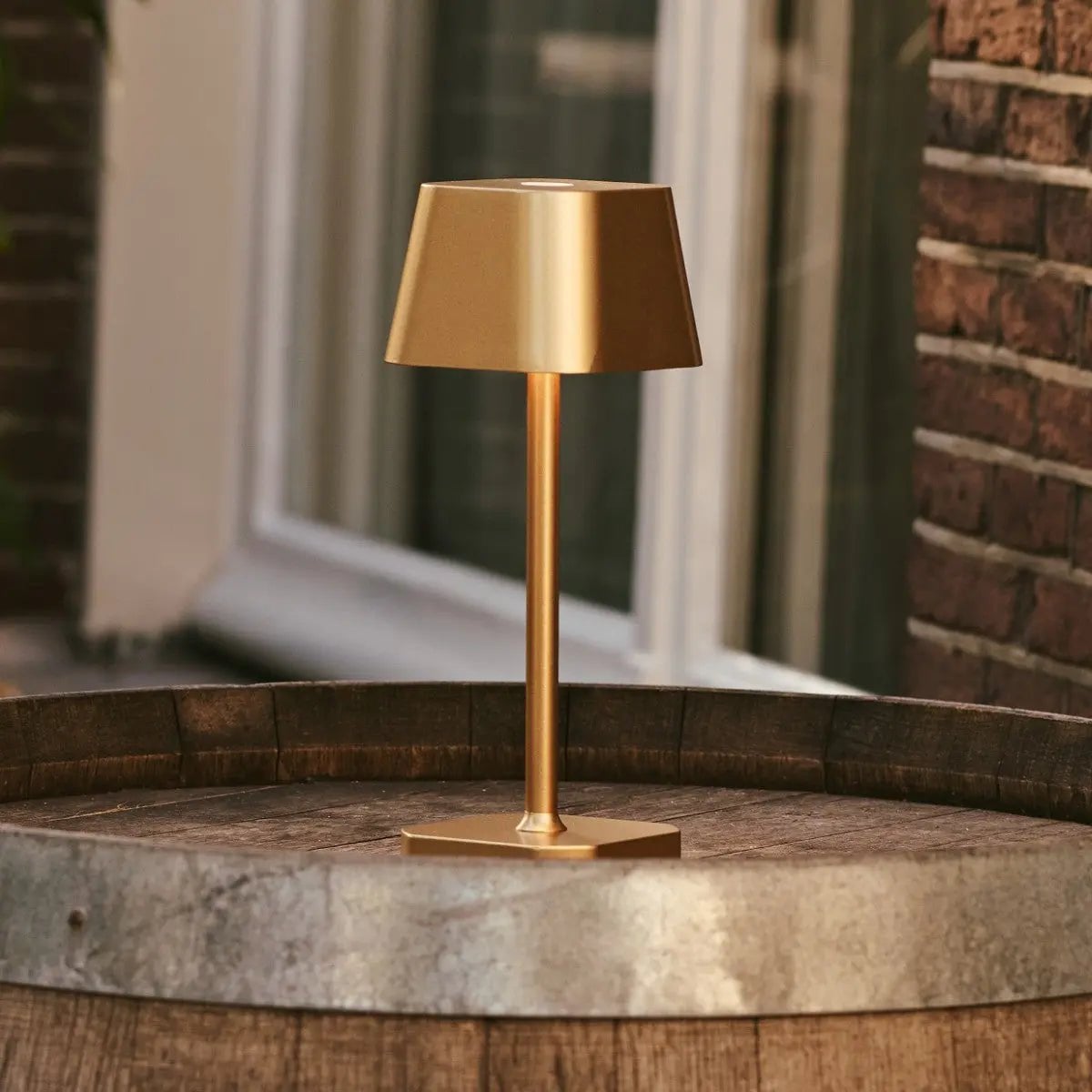 Riva gold metal rechargeable cordless table lamp