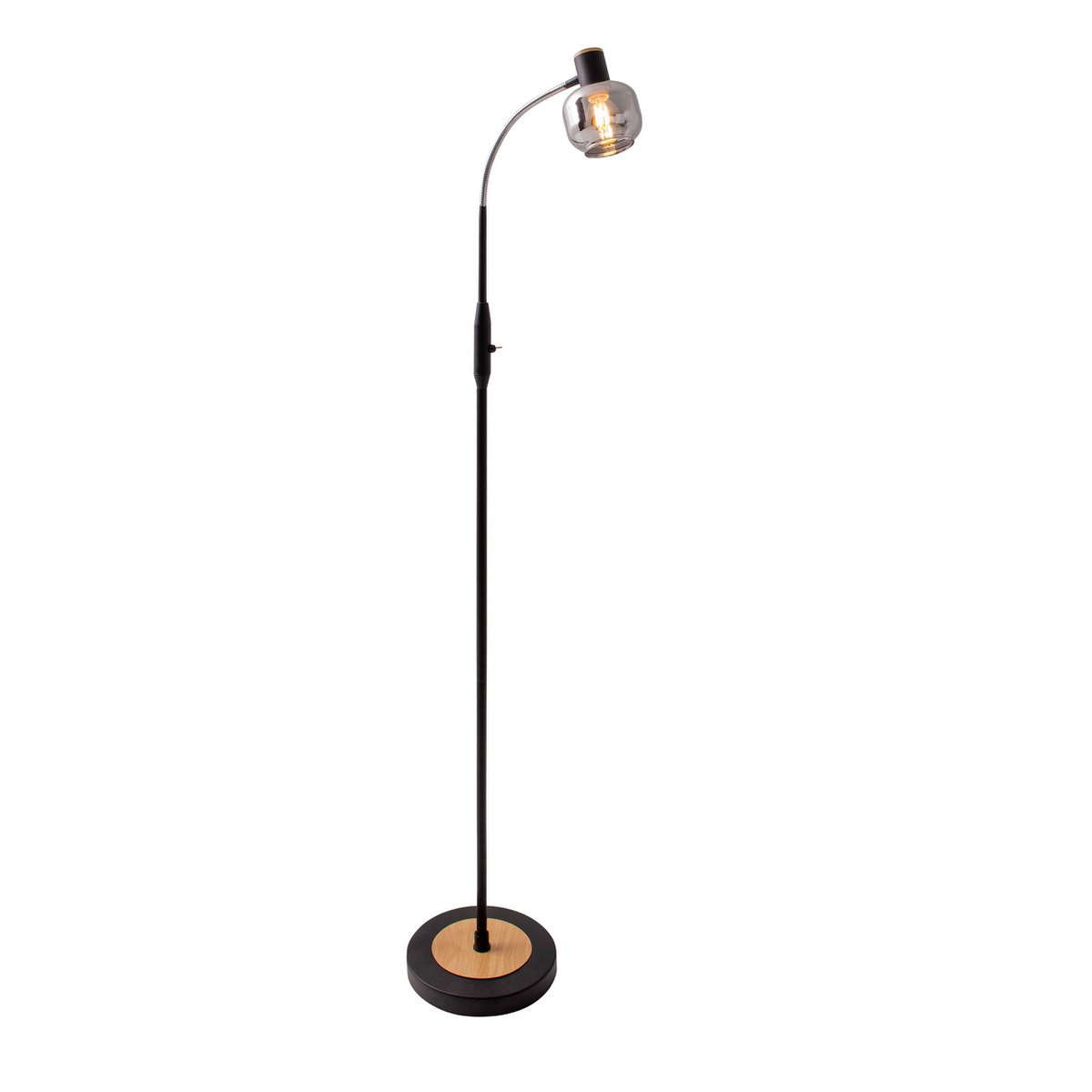 Fumoso Black Smoked Glass Gooseneck Floor Lamp