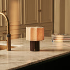 Eloïsa Dark Brown Wood & Linen Cordless Table Lamp