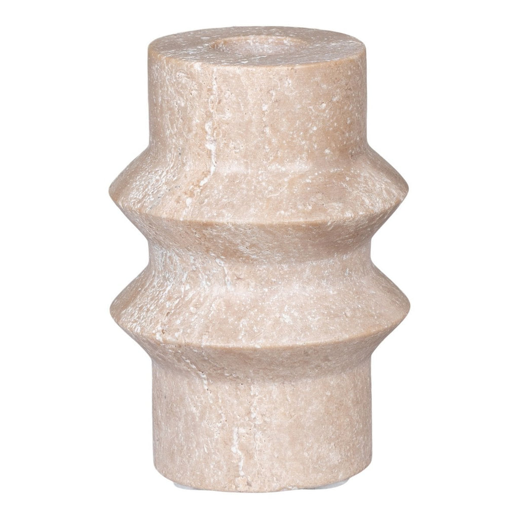 Auren travertine holder styled on living room shelf