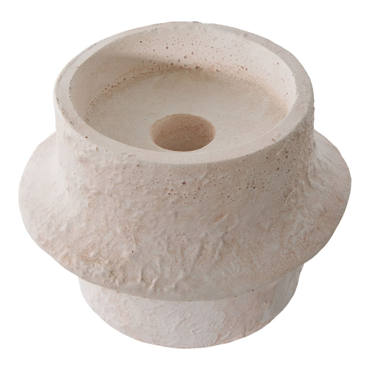 Cemina cement holders as accent on shelving unit