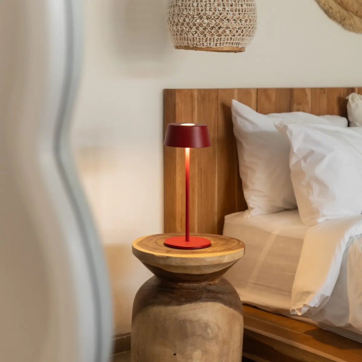 Hugo Berry Red Metal Rechargeable Touch Table Lamp