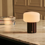Robin Dark Brown Wood & Glass Cordless Table Lamp