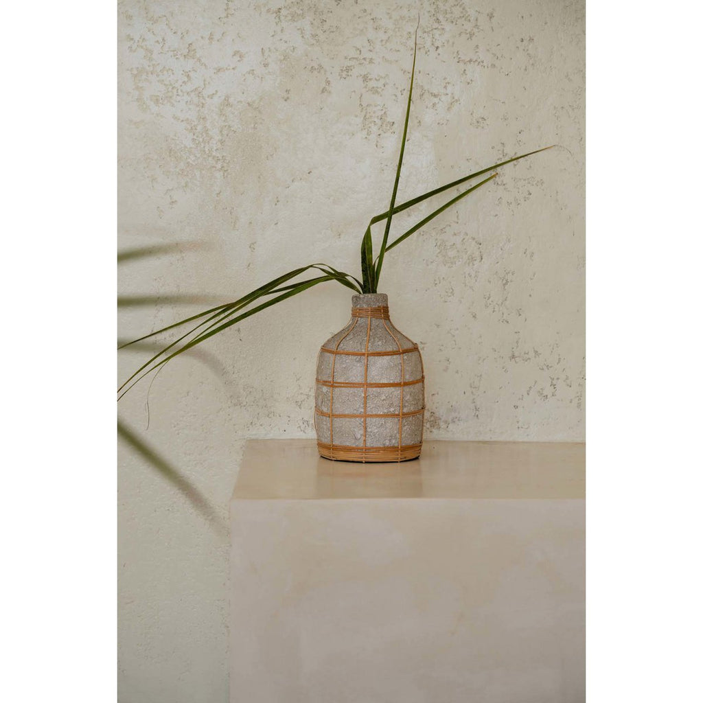 Whoopy Natuurlijke Beton & Rotan Vaas