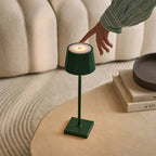 William cordless lamp detail of pine green metal finish