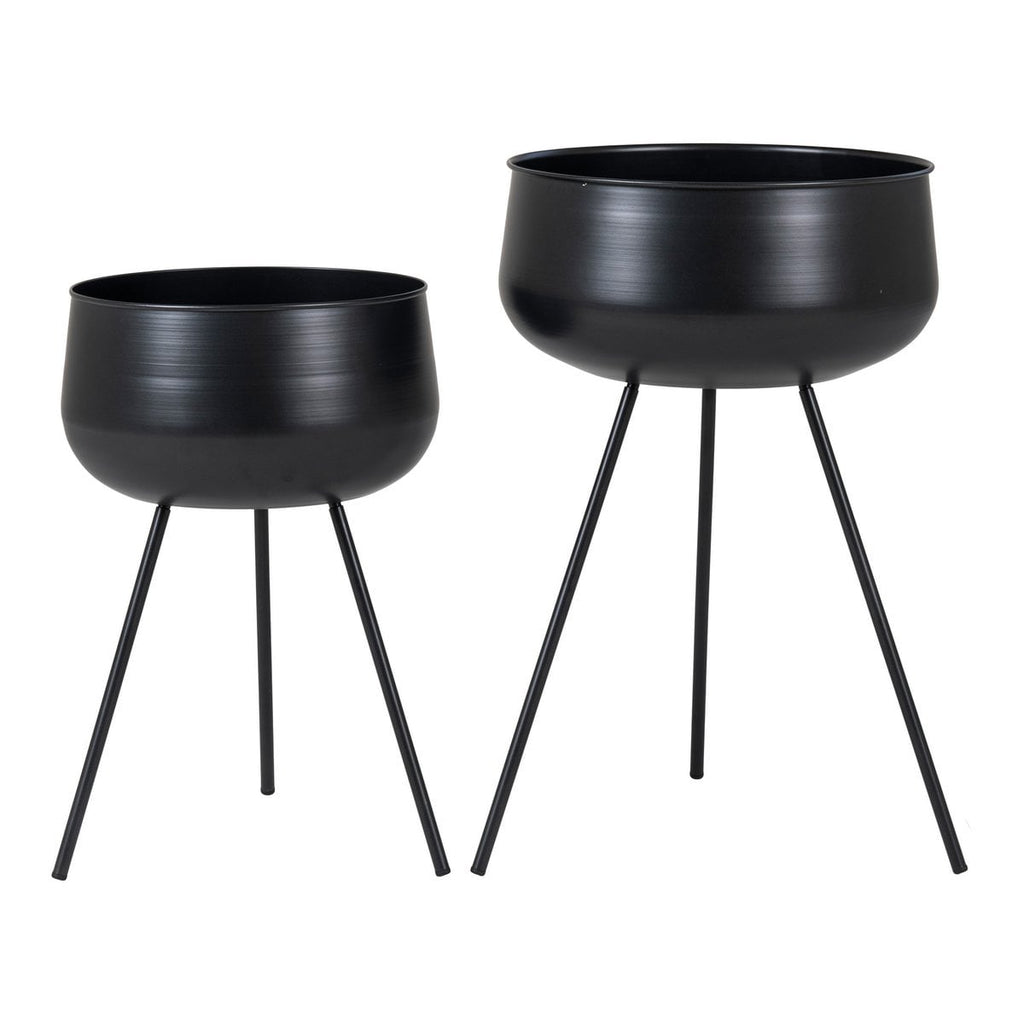 Ardola Plant Pot Set – Black Steel, Set of 2