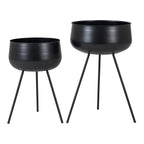 Ardola Plant Pot Set – Black Steel, Set of 2