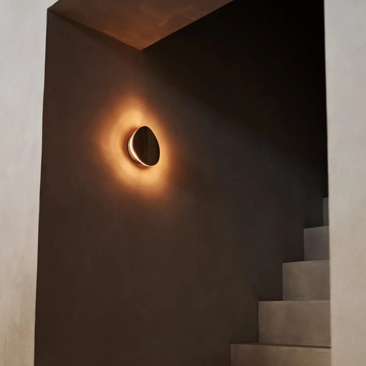 Auralis wood lamp mounted in bedroom accent position