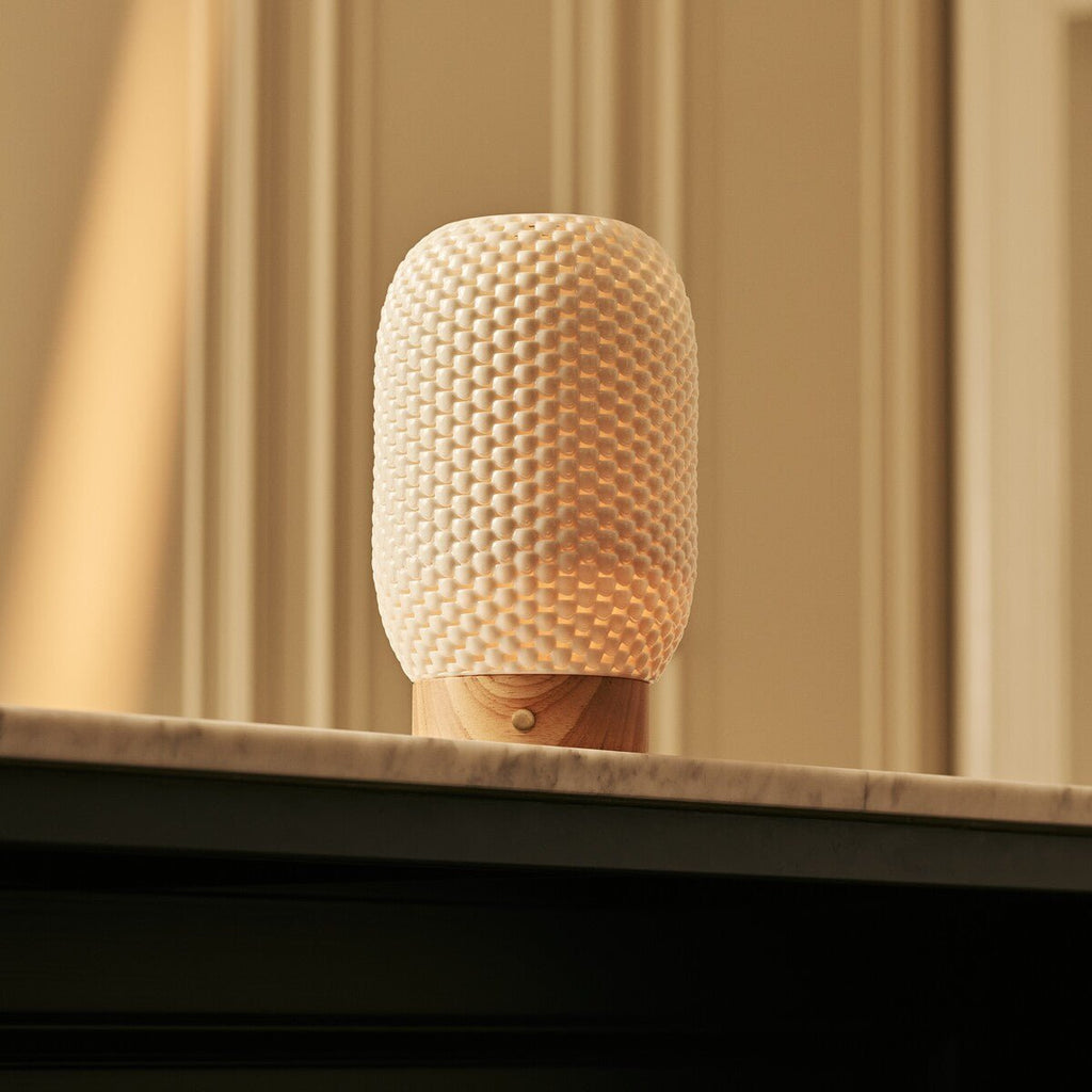 Aurora wood 3D porcelain lamp candlelight warm mode