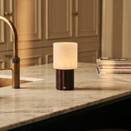 Frank Dark Brown Wood & Glass Cordless Table Lamp