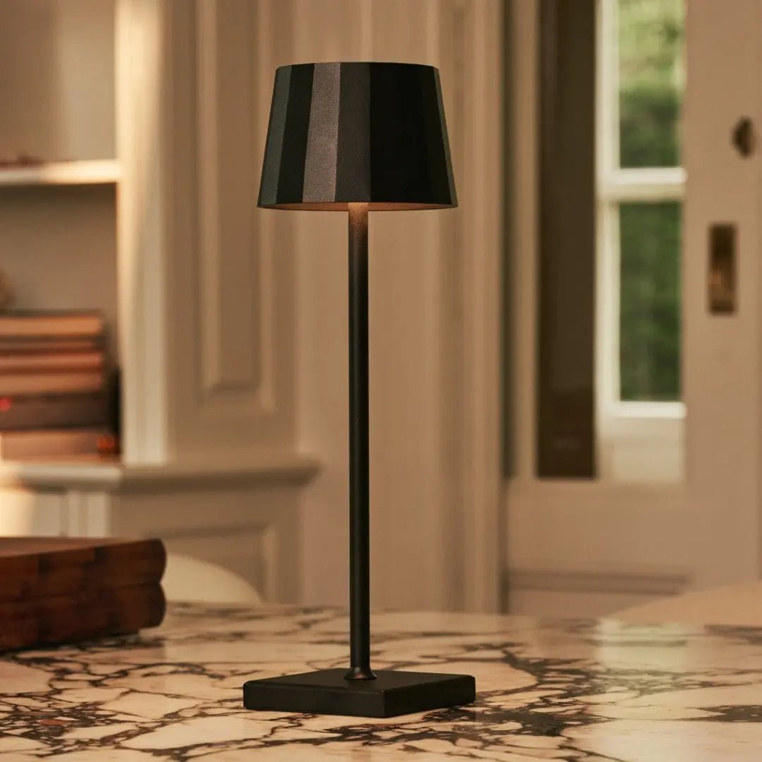 Nael matte black metal rechargeable cordless table lamp