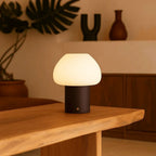 Fynn Dark Brown Wood & Glass Cordless Table Lamp