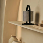 River Black & Grey Wood & Linen Cordless Table Lamp