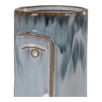 Faces two-tone blue vase full product view on white background