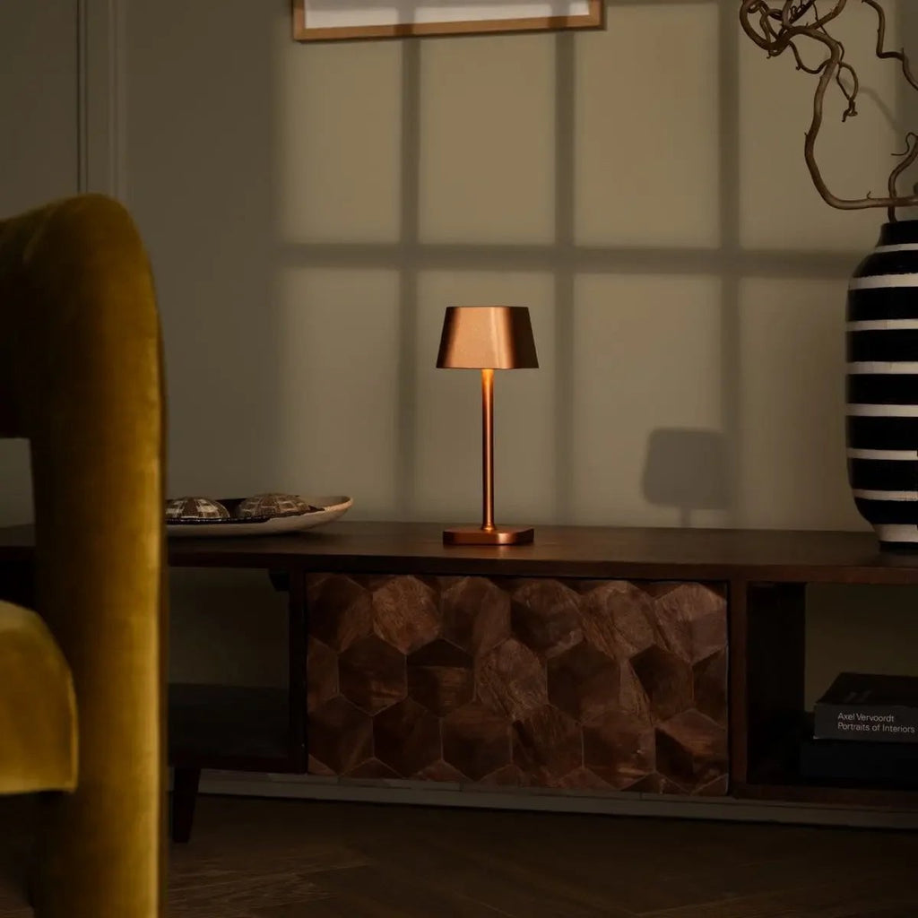 Ava metal lamp on outdoor covered terrace