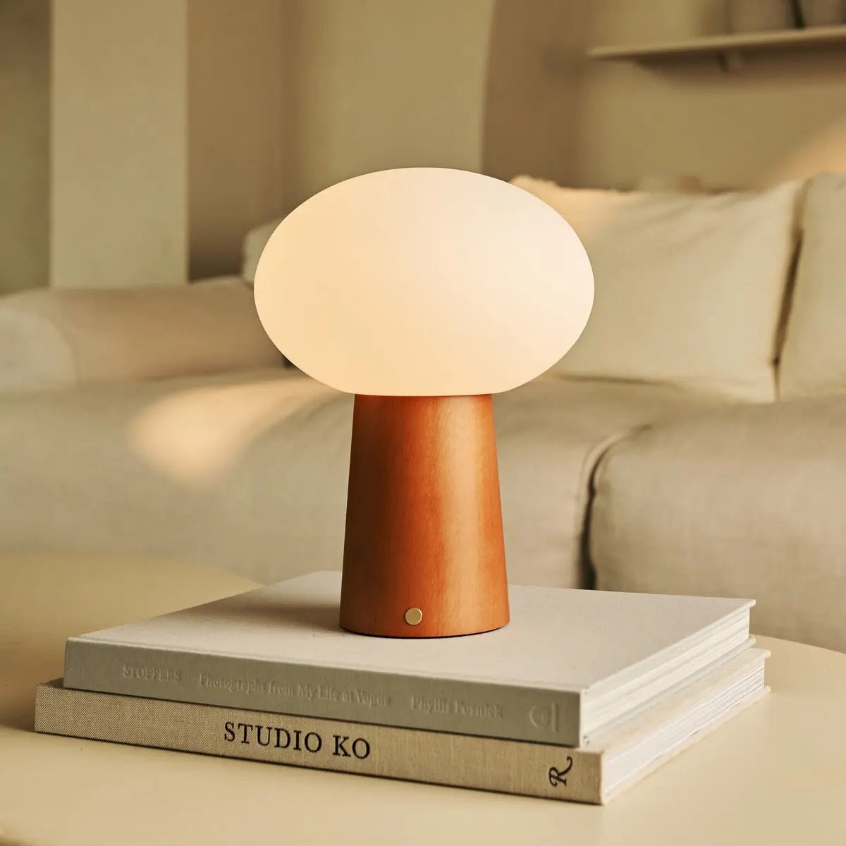 Max cordless lamp in bedroom on bedside table