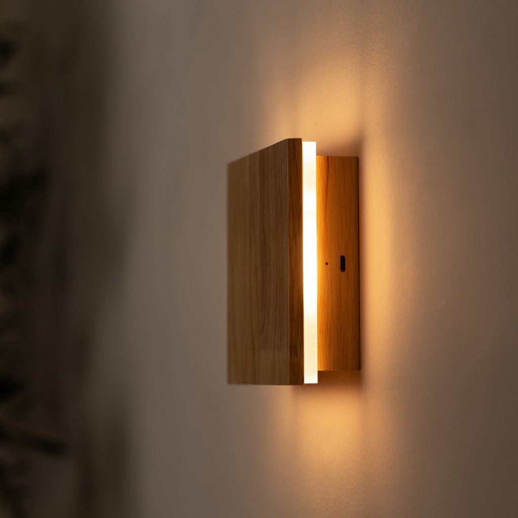 Lane light brown rechargeable wall lamp mounted on wall