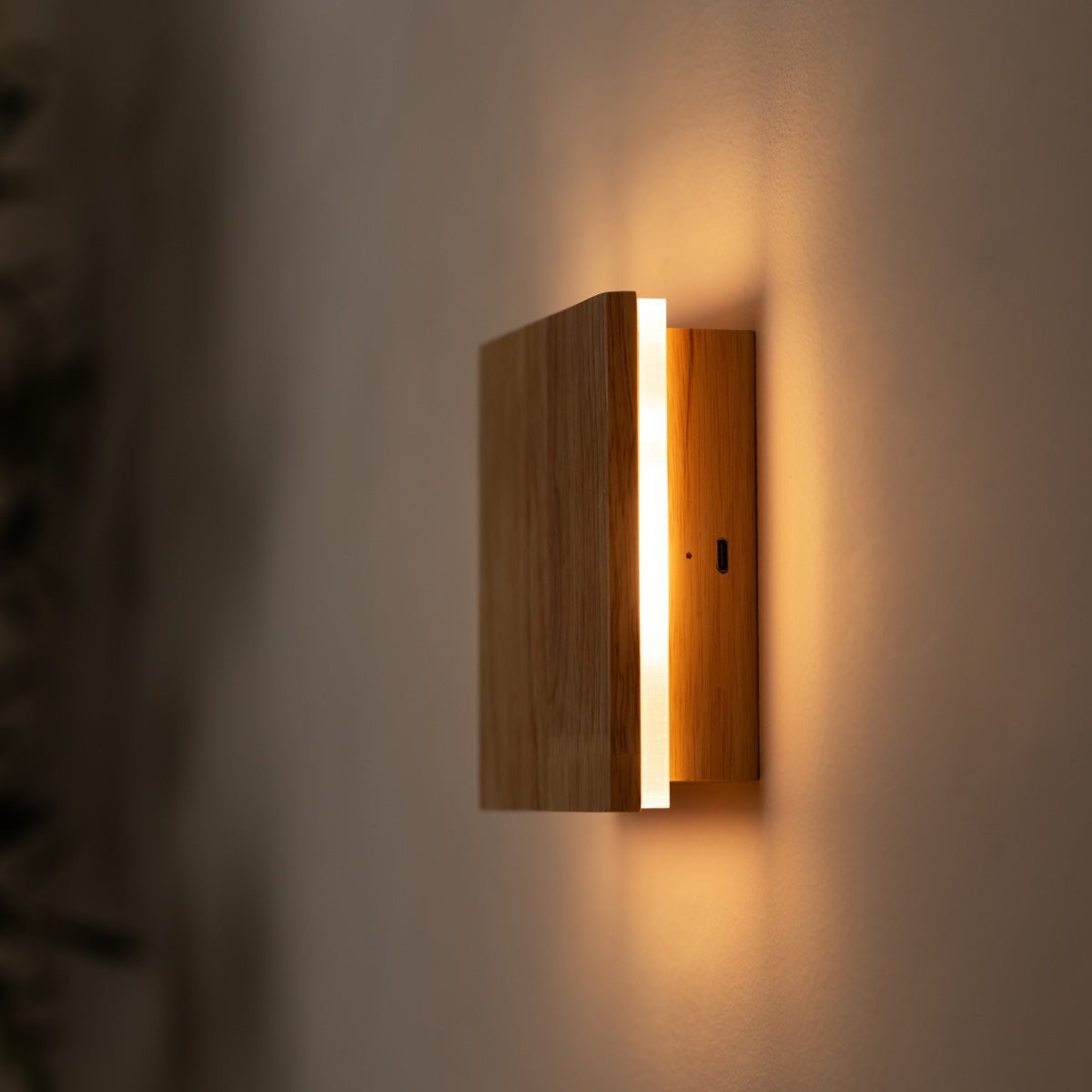 Lane light brown rechargeable wall lamp mounted on wall