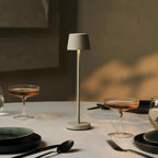 Vondel shadow grey metal lamp side view showing cylindrical form