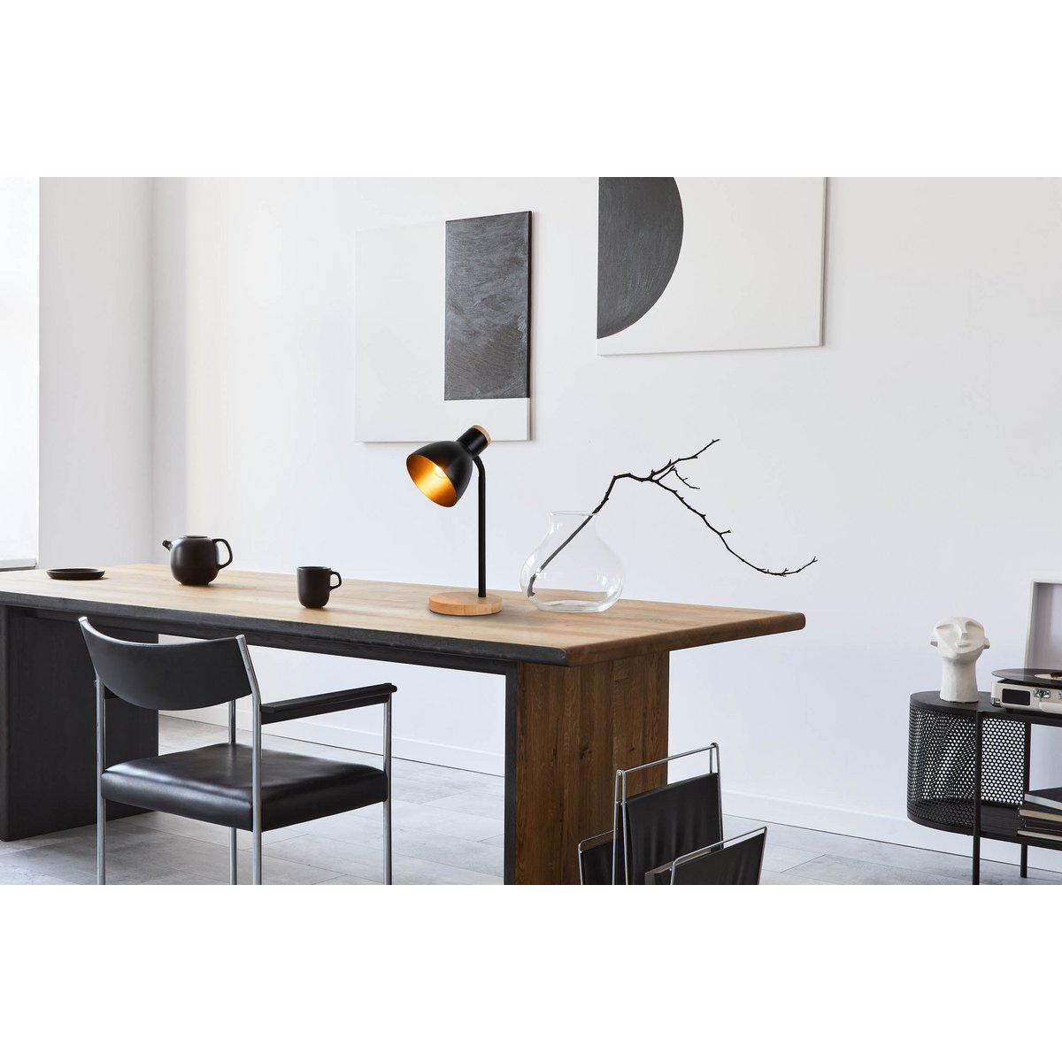 Marie Black Metal & Wood Desk Lamp
