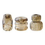 Candle holder, glass, smoked brown, set of 3