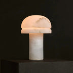 Leonardo alabaster lamp warm glow in living room setting