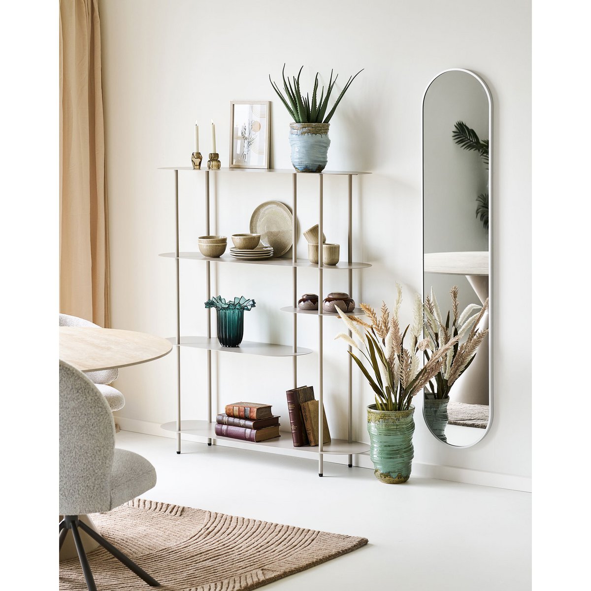 Verdant organic vase with fresh flowers in living room