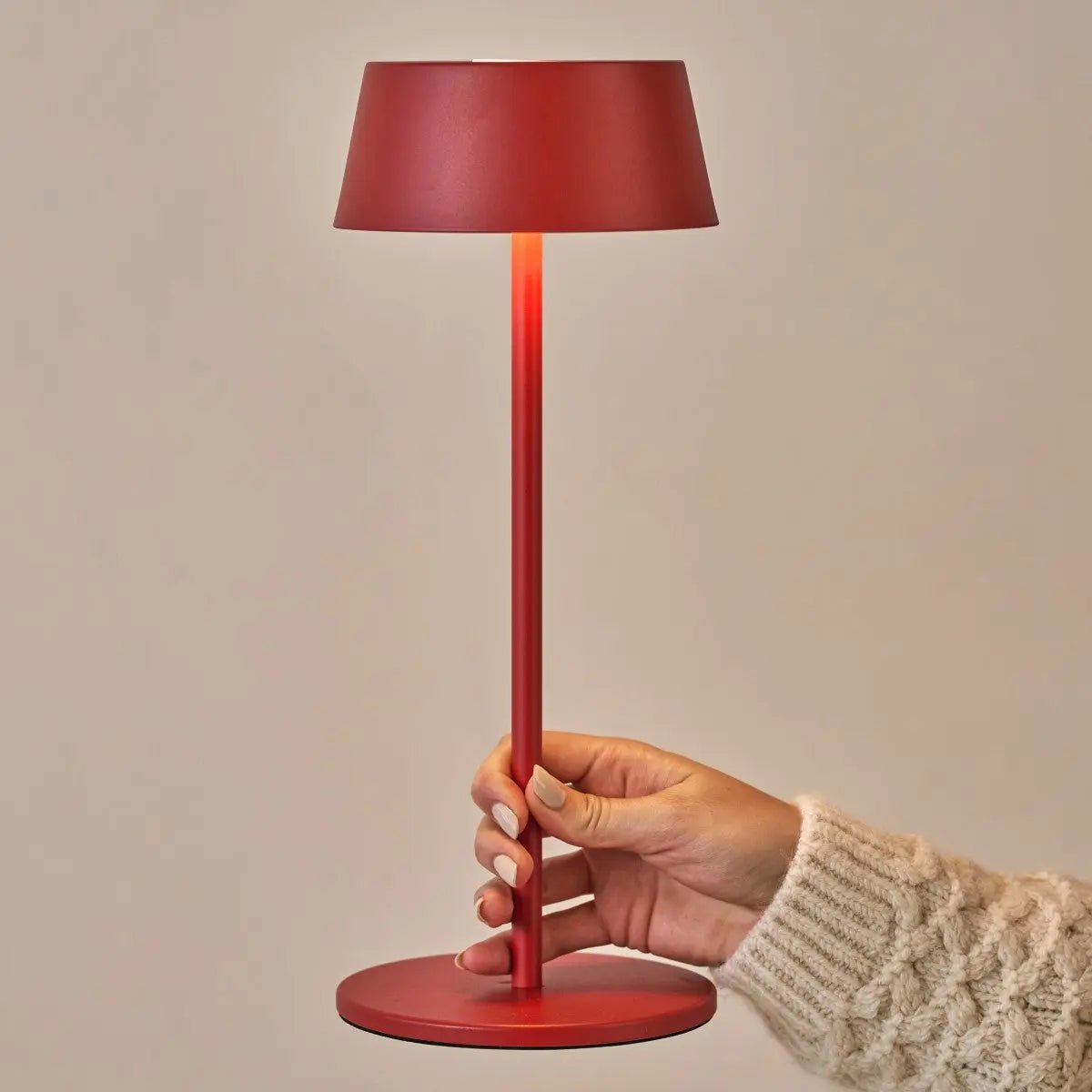 Hugo Berry Red Metal Rechargeable Touch Table Lamp