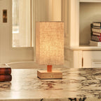Bob Light Brown Wood & Linen Cordless Table Lamp