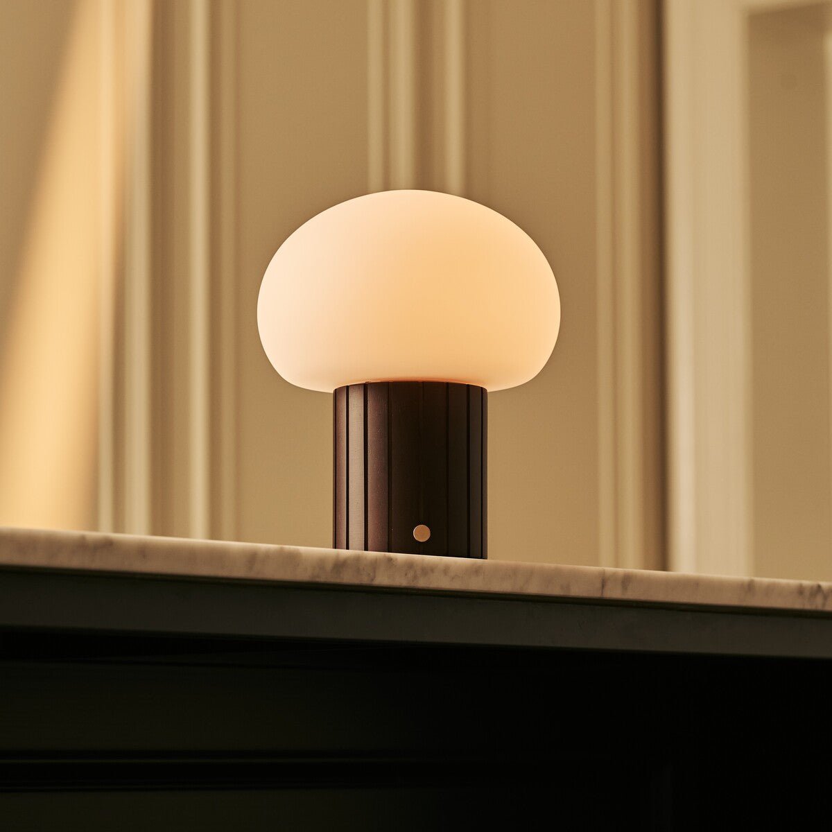 Pieter Dark Brown Wood & Glass Cordless Table Lamp