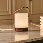Avery leather accent lamp on bedside table