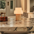 Lio Light Brown Wood & Glass Cordless Table Lamp