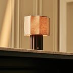 Eloïsa Dark Brown Wood & Linen Cordless Table Lamp