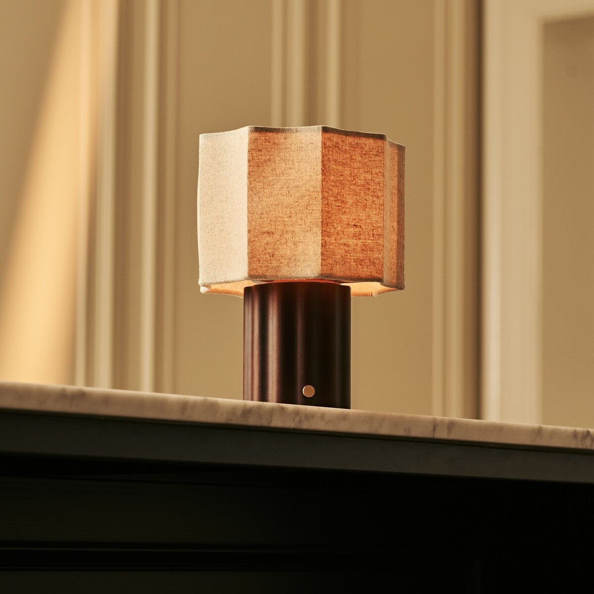 Eloïsa Dark Brown Wood & Linen Cordless Table Lamp