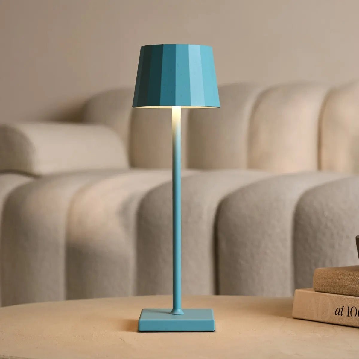 Cael Amsterdam blue metal rechargeable cordless table lamp