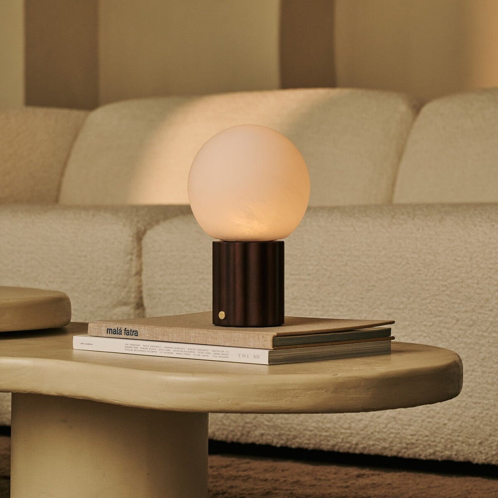 Wim Dark Brown Wood & Glass Cordless Table Lamp