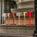 Remi berry red metal lamp 3 light modes detail