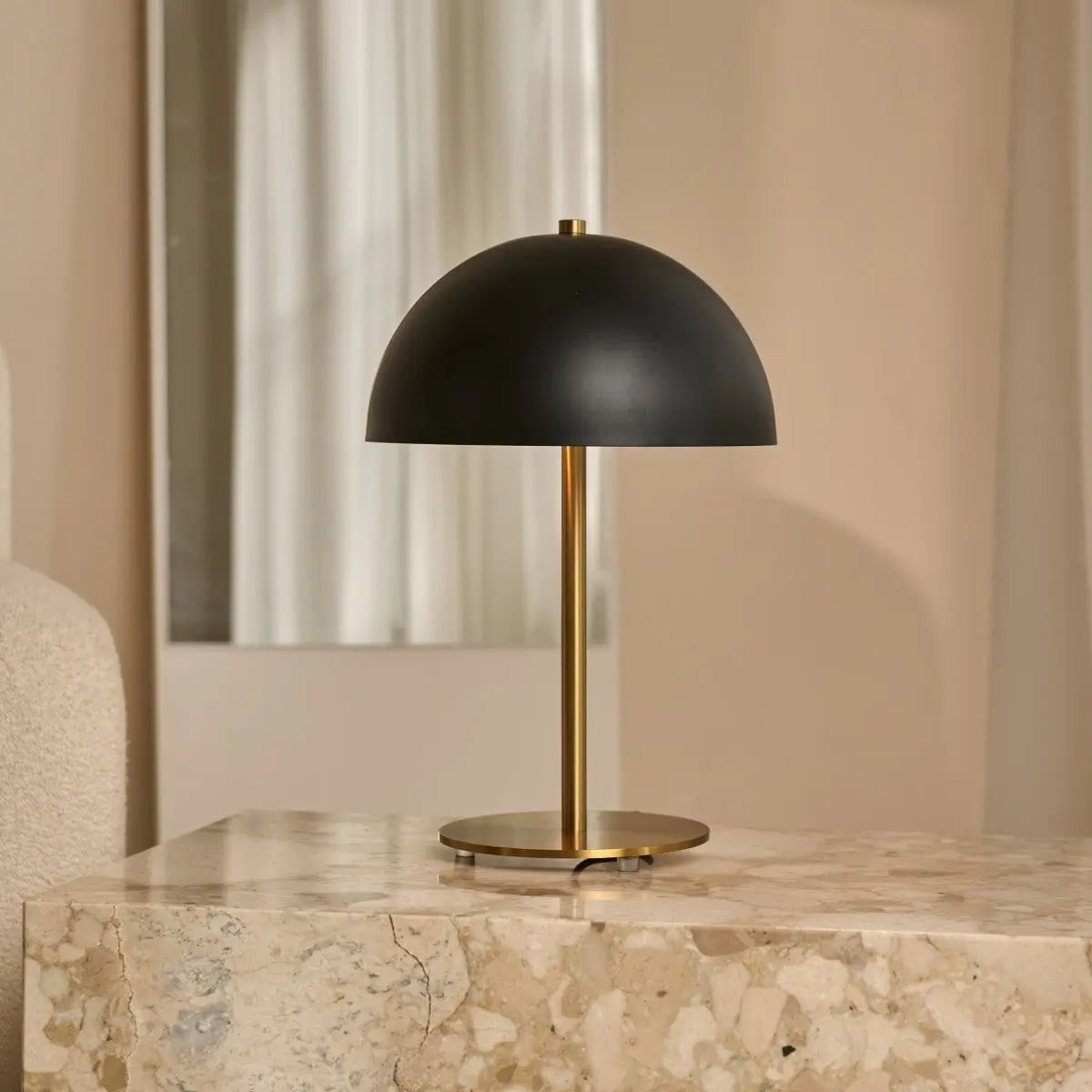 Lola black metal table lamp in modern interior
