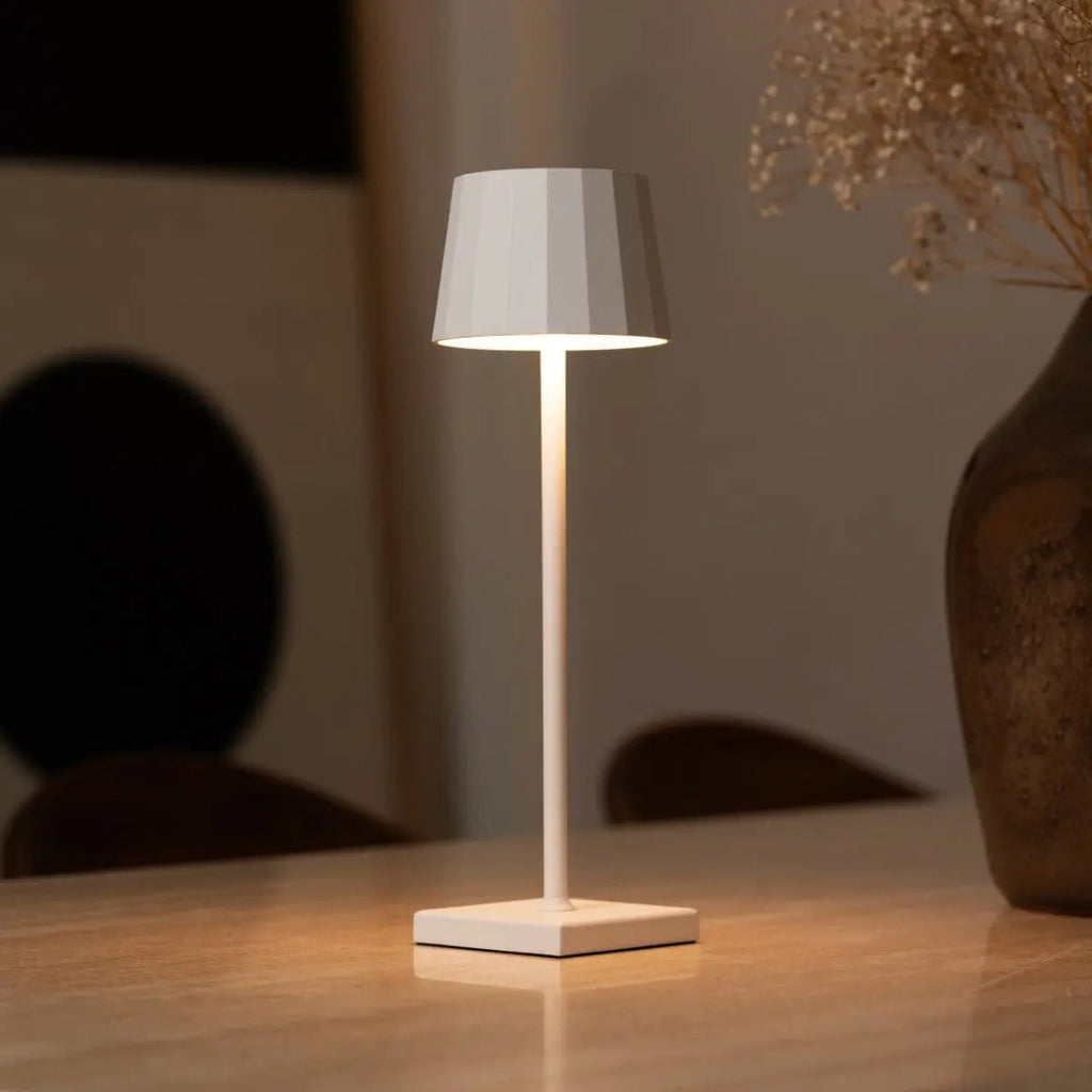 William white metal rechargeable cordless table lamp