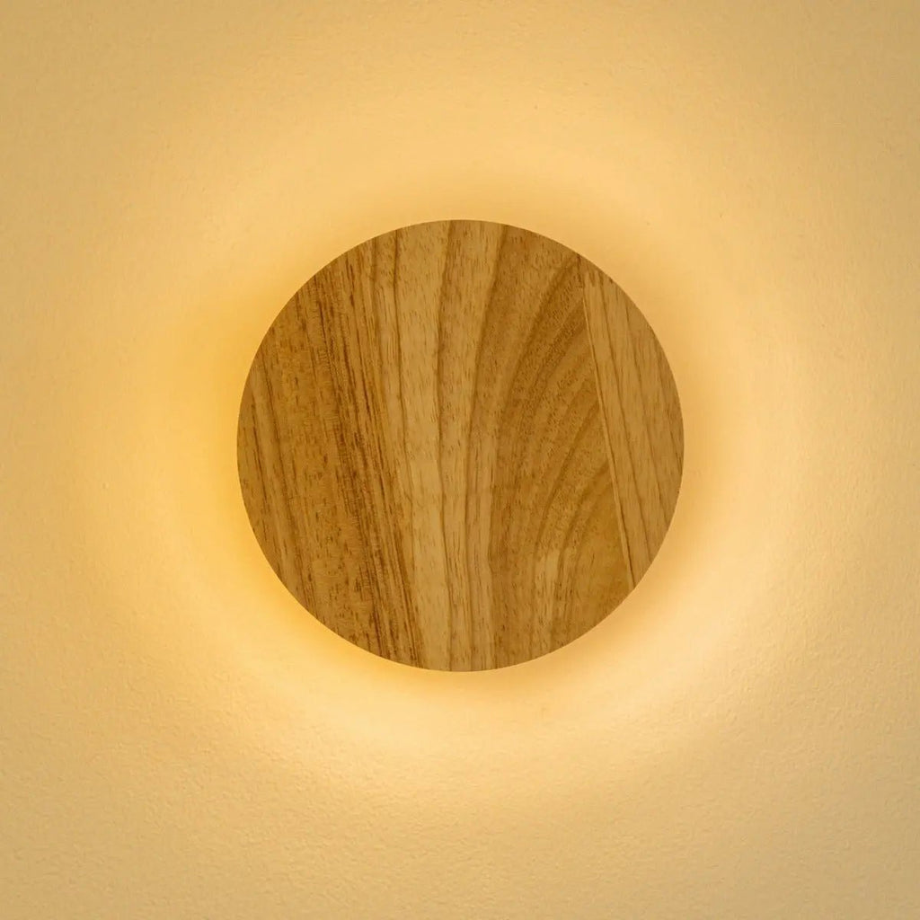 Lou Light Brown Rubberwood Cordless Rechargeable Wall Lamp