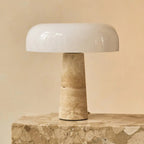 Emily travertine glass corded table lamp natural stone