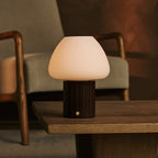 Romée Dark Brown Wood & Glass Cordless Table Lamp