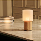 Ingmar Light Brown Wood & Glass Cordless Table Lamp
