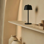 Anton cordless lamp detail of matte black metal finish